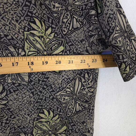 Tommy Bahama Shirt Mens L Geometric Floral 100% Silk Camp Short Sleeve Button Up - Picture 6 of 9